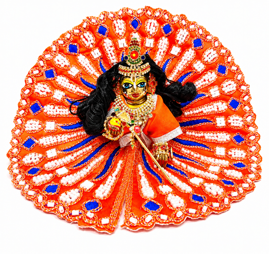 Laddu Gopal Orange Designer Poshak with Pearl Work