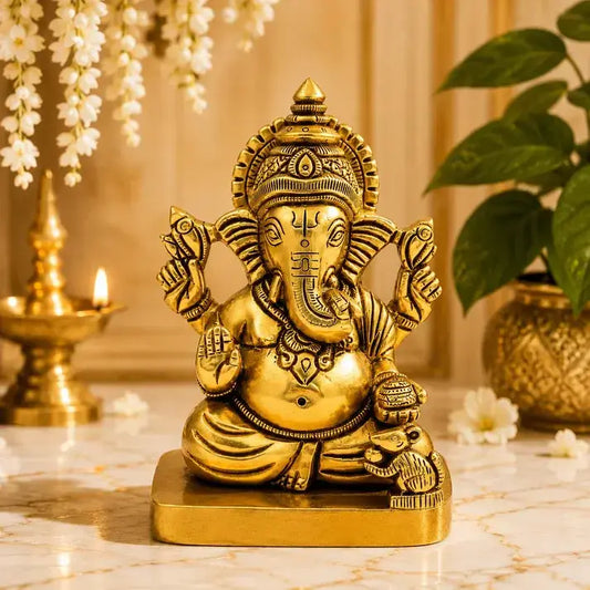 Antique Brass Ganesha Idol
