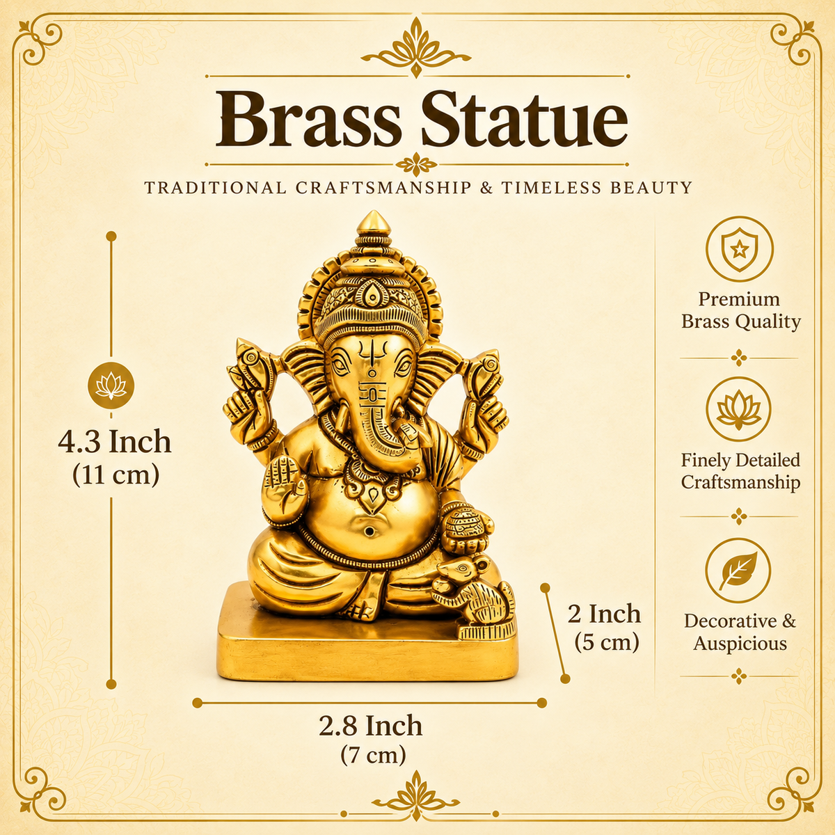 Antique Brass Ganesha Idol