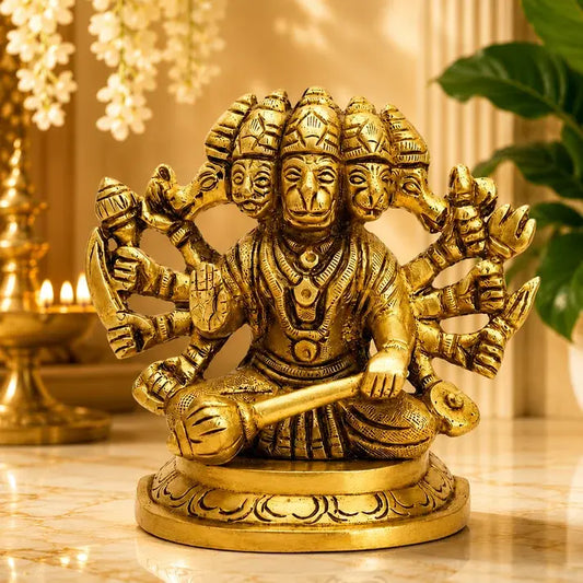 Brass Panchmukhi Hanuman Idol