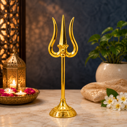 Golden Trishul for Pooja & Home Temple | Decorative Shiva Trishul