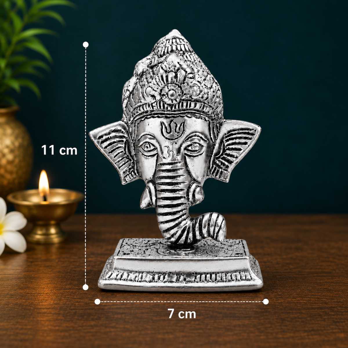 Silver Ganesha Idol for Home & Office | Ganesh Murti for Pooja & Décor