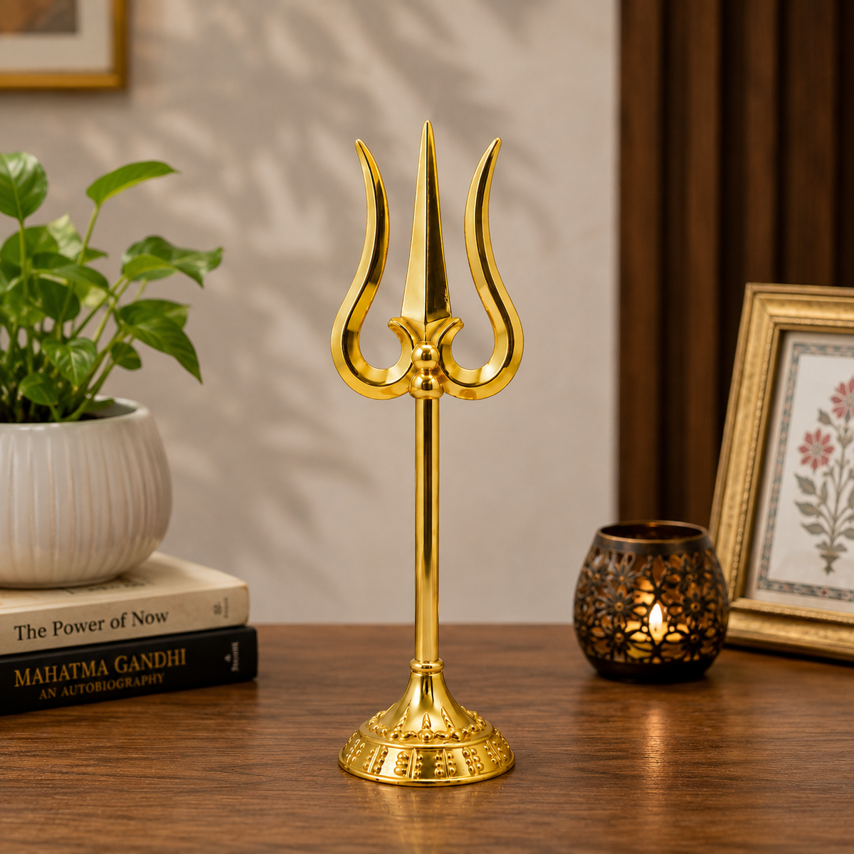 Golden Trishul for Pooja & Home Temple | Decorative Shiva Trishul