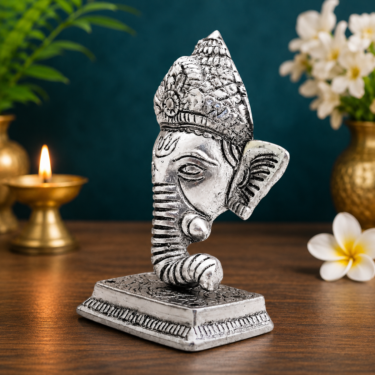 Silver Ganesha Idol for Home & Office | Ganesh Murti for Pooja & Décor