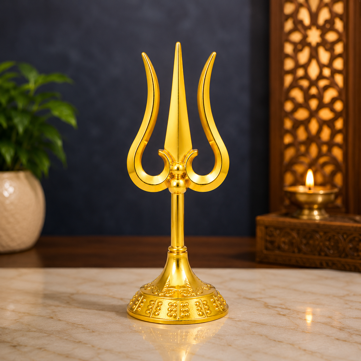 Golden Trishul for Pooja | Decorative Shiva Trishul