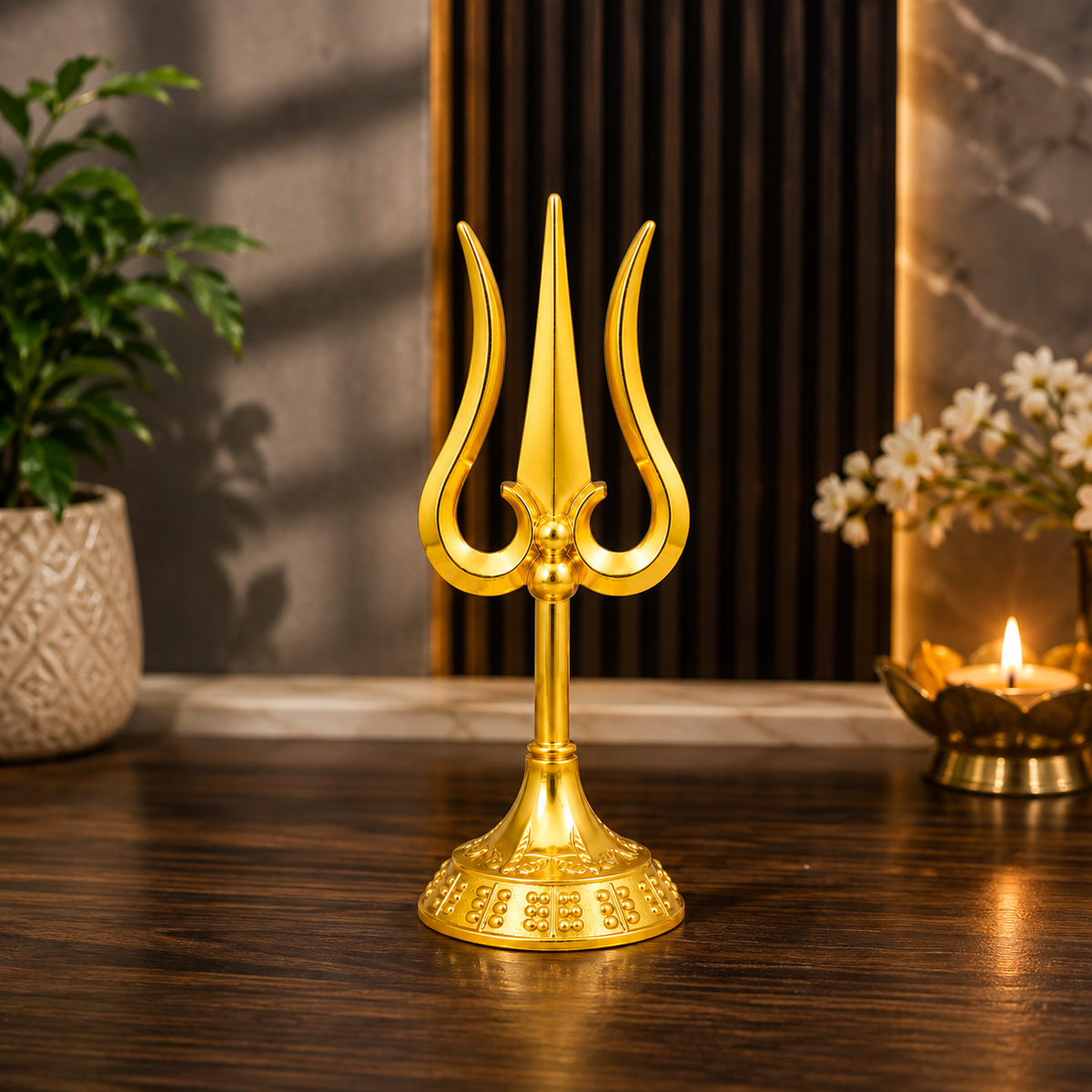 Golden Trishul for Pooja | Decorative Shiva Trishul