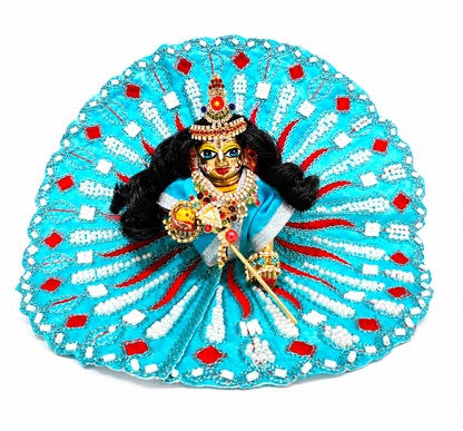 Laddu Gopal Blue Designer Poshak with Heavy Pearl Work