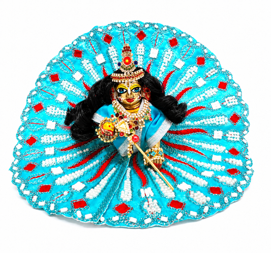Laddu Gopal Blue Designer Poshak with Heavy Pearl Work