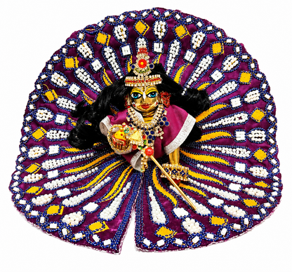 Laddu Gopal Purple Designer Poshak with Heavy Pearl Work