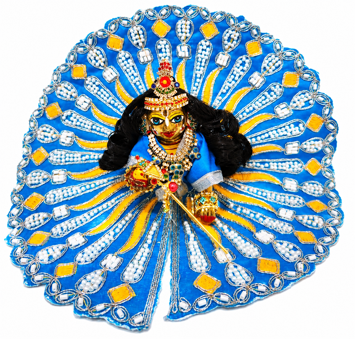 Laddu Gopal Blue Designer Poshak with Pearl Work