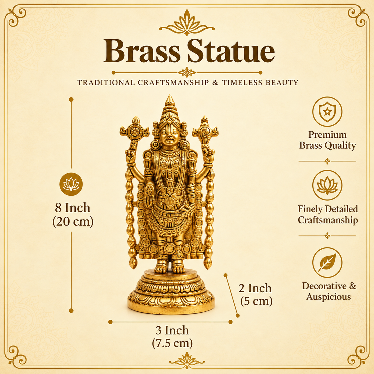 Premium Brass Balaji Venkateswara Idol ⭐ (Best)