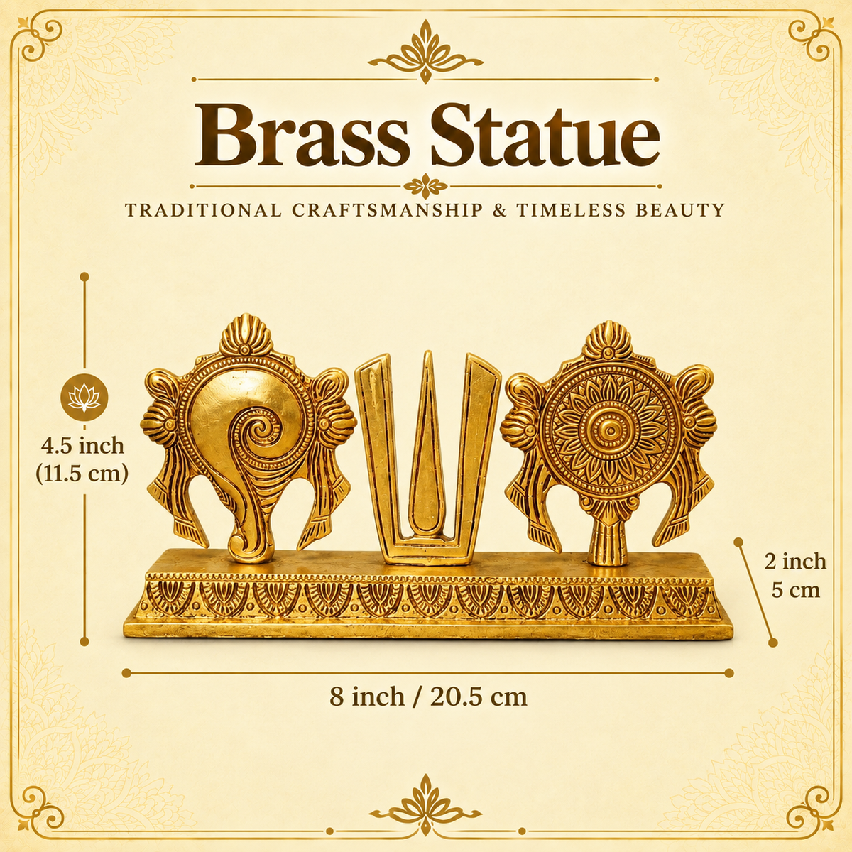 Golden Shankh Chakra Tilak Religious Showpiece
