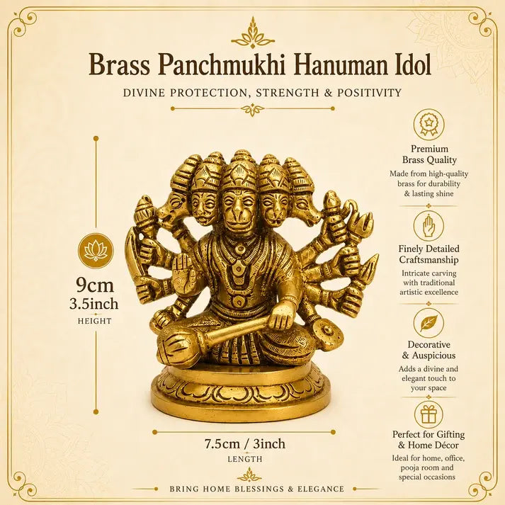 Brass Panchmukhi Hanuman Idol