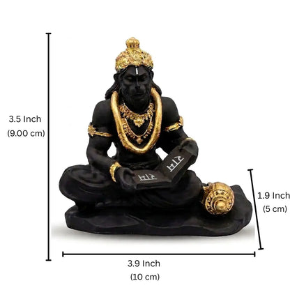 Black Resin Hanuman Ji Idol with Golden Detailing for Home Temple