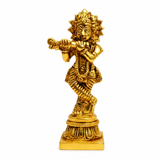 Elegant Golden Krishna Idol Statue