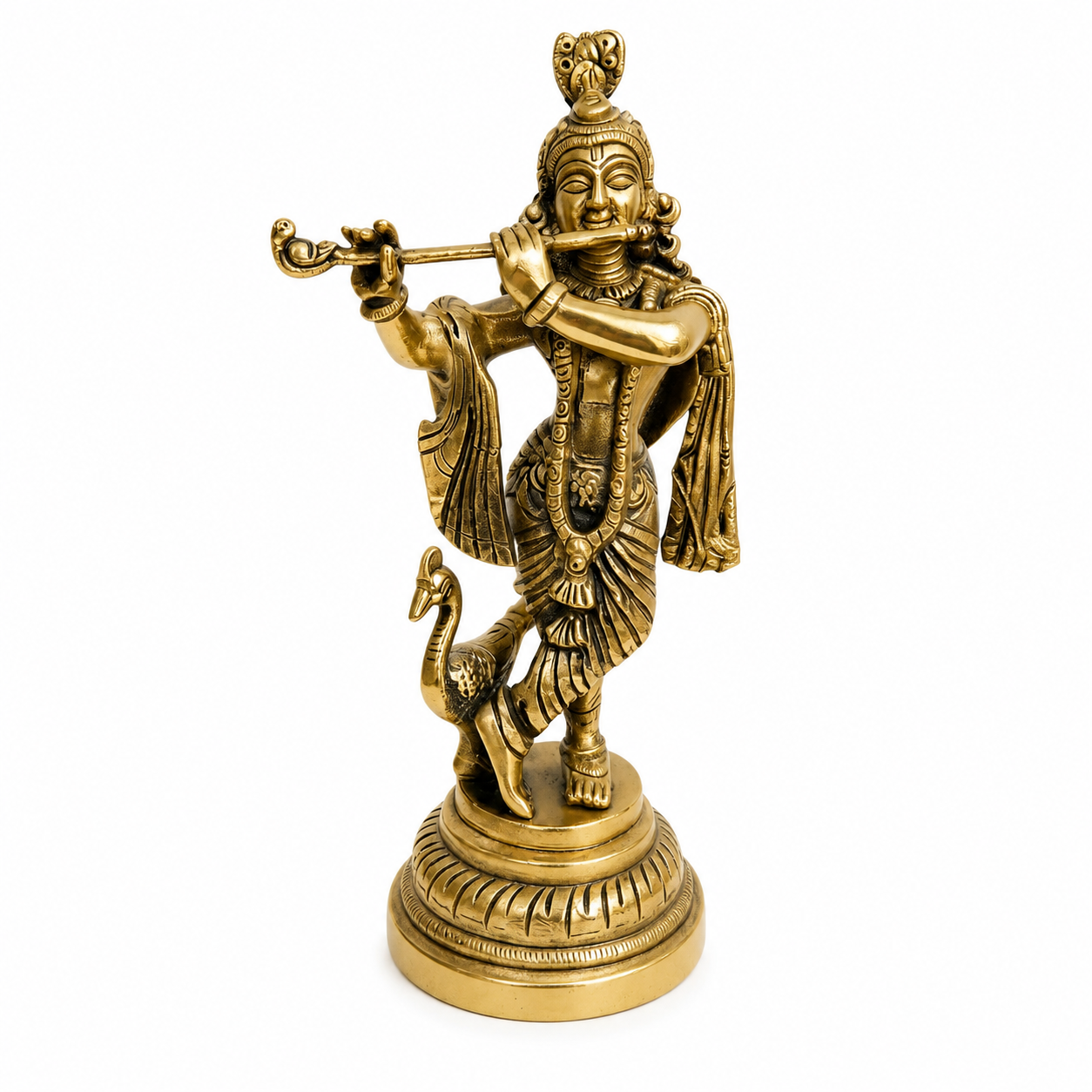 Brass Krishna Flute Statue