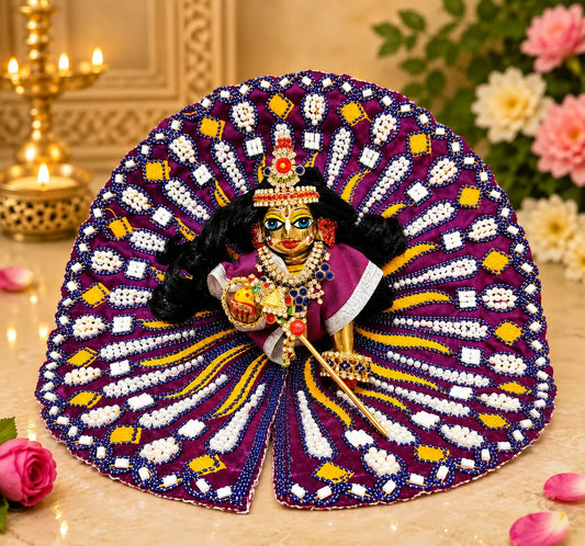 Laddu Gopal Purple Designer Poshak with Heavy Pearl Work