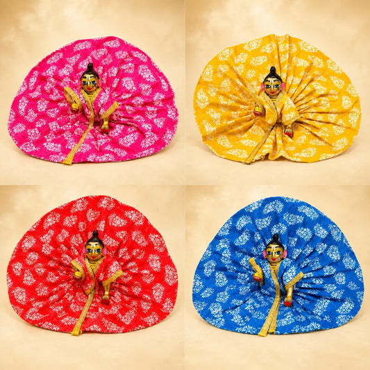 Laddu Gopal Ji Printed Poshak Pack of 4 with Golden Detailing