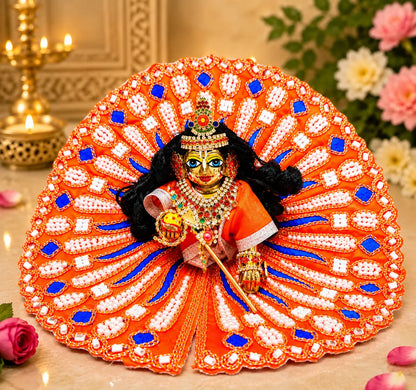 Laddu Gopal Orange Designer Poshak with Pearl Work