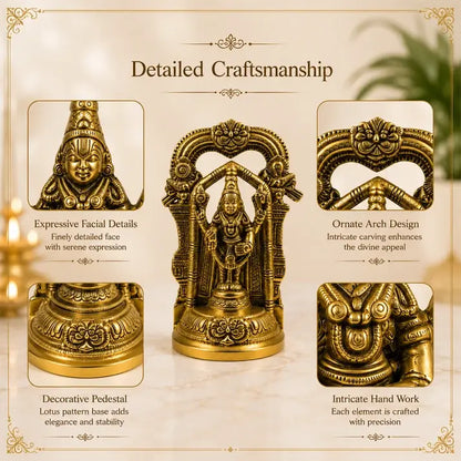 Vintage Brass Lord Venkateswara Idol