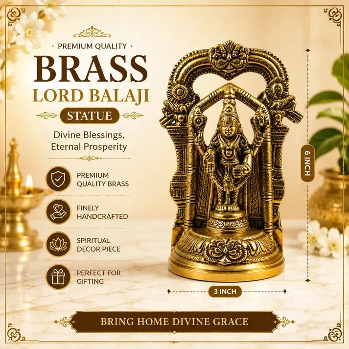 Vintage Brass Lord Venkateswara Idol