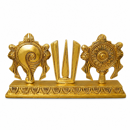 Golden Shankh Chakra Tilak Religious Showpiece