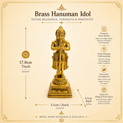 Hanuman Anjali Mudra Brass Idol