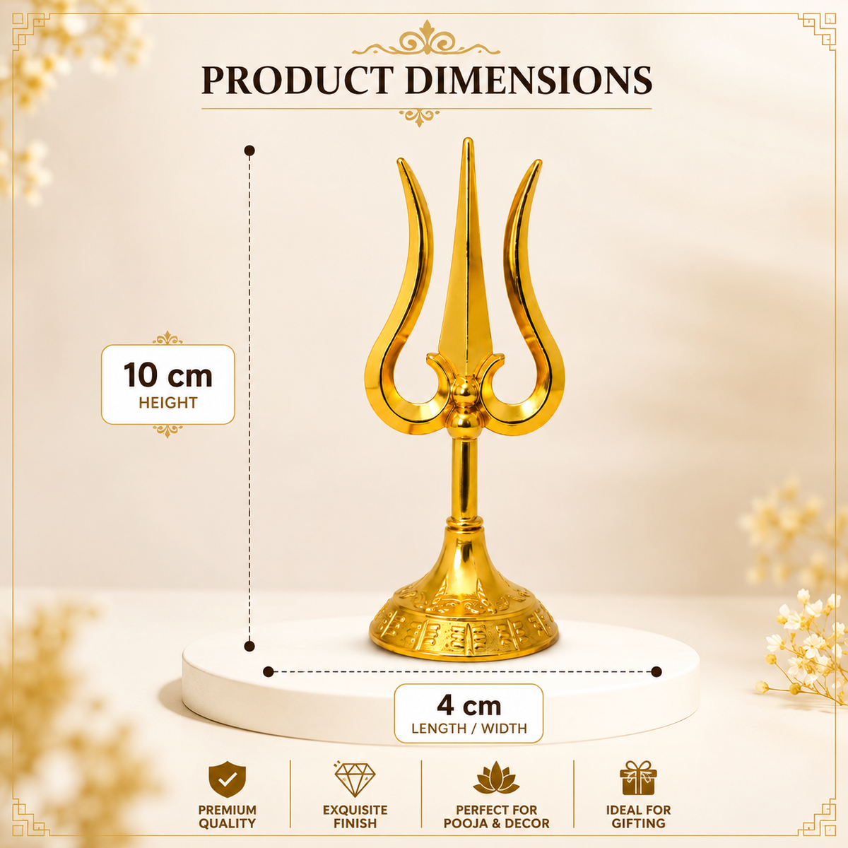 Golden Trishul for Pooja | Decorative Shiva Trishul